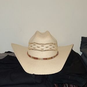 Cream Cowboy Hat with Brown Band